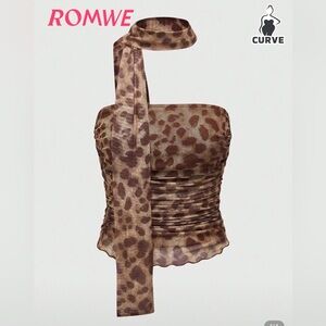 Leopard Print Strapless Top with Scarf